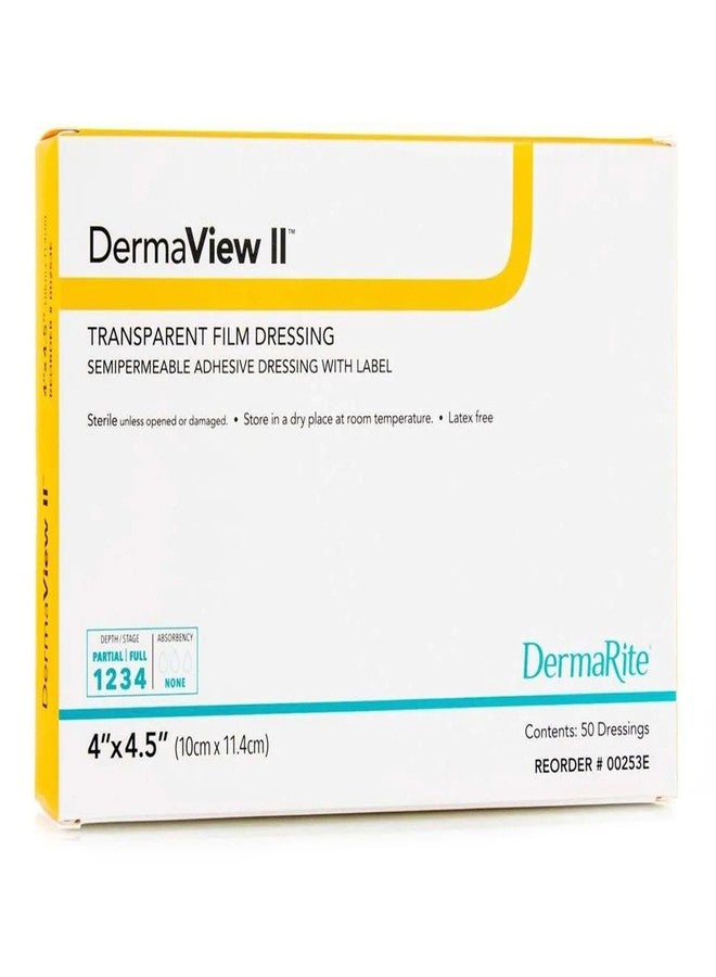 DermaRite's DermaView II Transparent Film Dressing with Border - Frame Style Delivery, Sterile, Individually Wrapped, 4 in. x 4-1/2 in., 1 Count, 50 Packs, 50 Total - Image 1